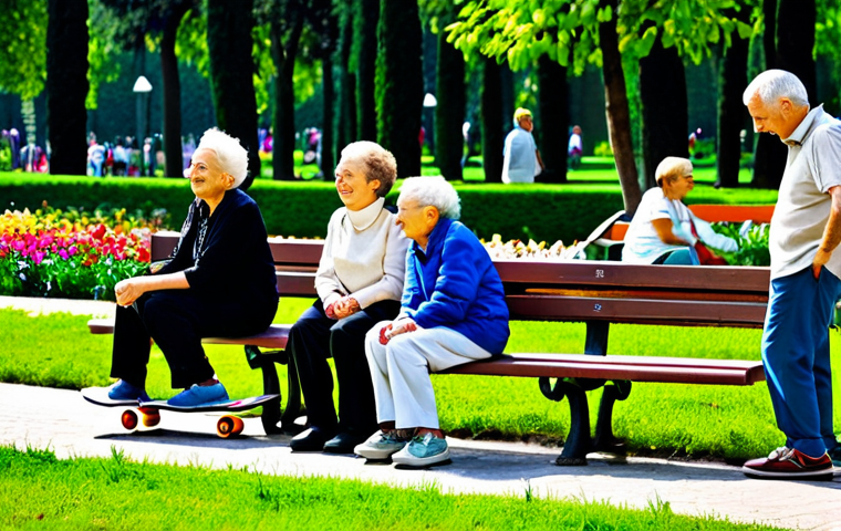 도시 녹지 공간의 사회적 상징성 - **Image Prompt:** "A vibrant urban park in Italy, filled with people of all ages engaging in various...